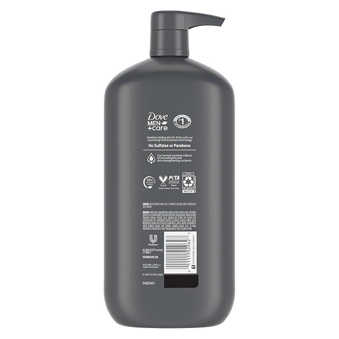 DOVE MEN + CARE Body and Face Scrub for Men, Charcoal Body Wash, 30 oz