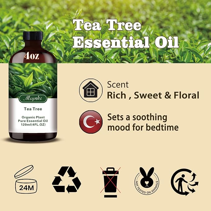 MLYNKL Tea Tree Essential Oil,Tea Tree Oil for Massage Home,4 fl oz