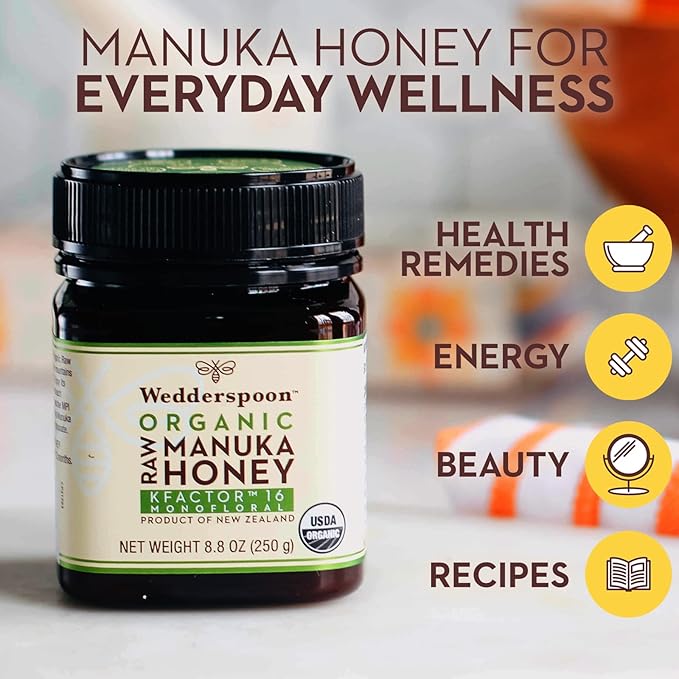 Wedderspoon Organic Raw Manuka Honey MGO 150+, 8.8 oz, Non-GMO
