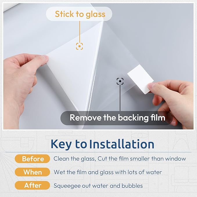 rabbitgoo Frosted Glass Window Privacy Film, No Glue, White, 29.5" x 157.4"