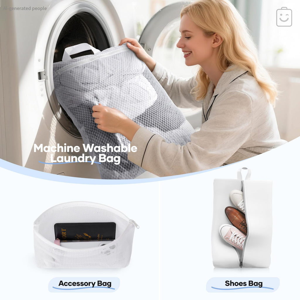 1/2/6/8/9/10/11 Set Compression Packing Cubes Garment Bags Garment Bag for Travel Essentials,White