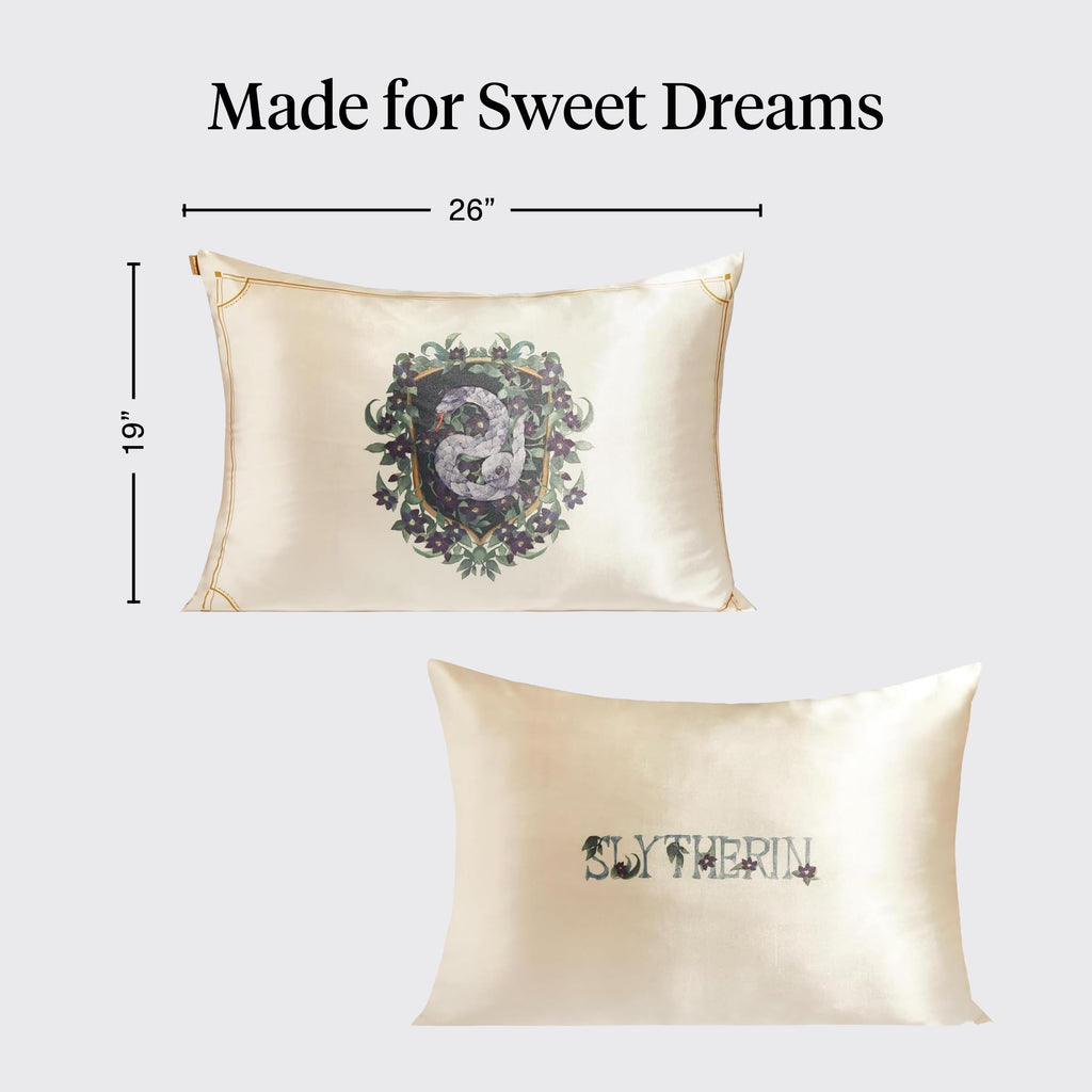 Kitsch & Harry Potter Satin Pillowcase W/Zipper - Size 19x26, Slytherin