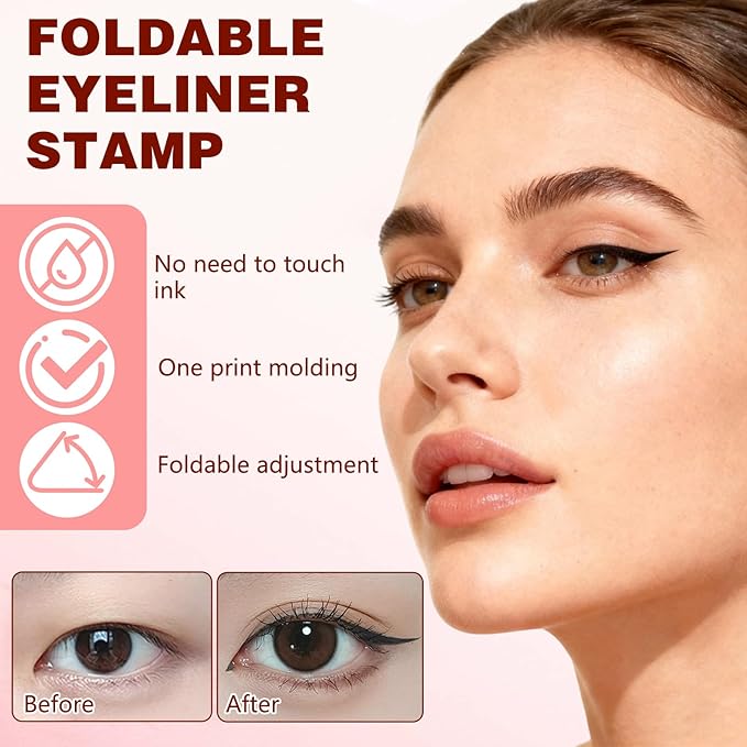 FUERHPSH 2pcs Winged Eyeliner Stamp Pen, Dual Head Rotating Eyeliner Stamp Pen, Quick-Dry, Long-Lasting, Smudge Proof & Waterpoof Liquid Eyeliners Stamp for Beginners (Black)