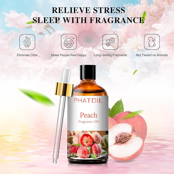 PHATOIL Peach Fragrance Oil for Diffuser Aromatherapy 3.38FL.OZ