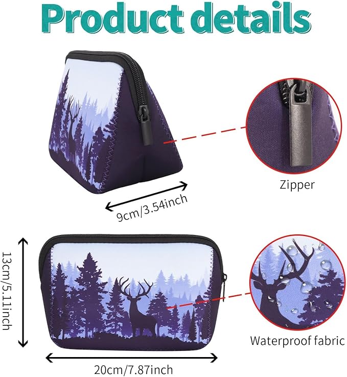 AJLTPA Waterproof Neoprene Cosmetic Bag, Foggy Forest