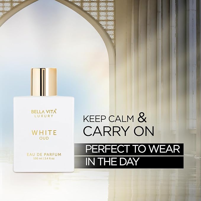 Bellavita Luxury White Oud Eau de Parfum | 100 ml (3.4 fl.oz.) | Perfume for Men and Women | Fruity, Artemisia Lemon, Freesia, and Tobacco Notes | Long Lasting Unisex Fragrance