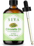 Siva Citronella Essential Oil, Glass Bottle with Dropper, 4 Fl Oz (118 ml)