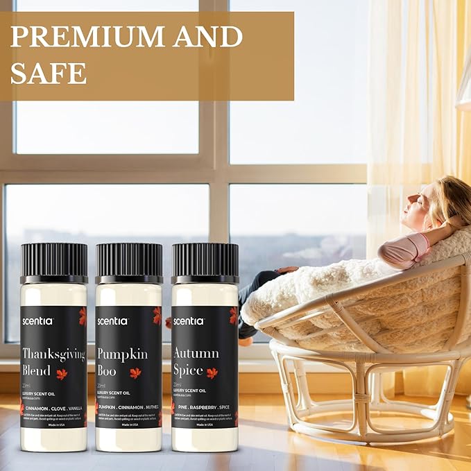 Scentia Pumpkin Vanilla Bakery Aromatherapy Diffuser Oil Collection – Essential Oil Blend for Candles, Home & DIY Cozy Scents 3x20ml Discovery Set