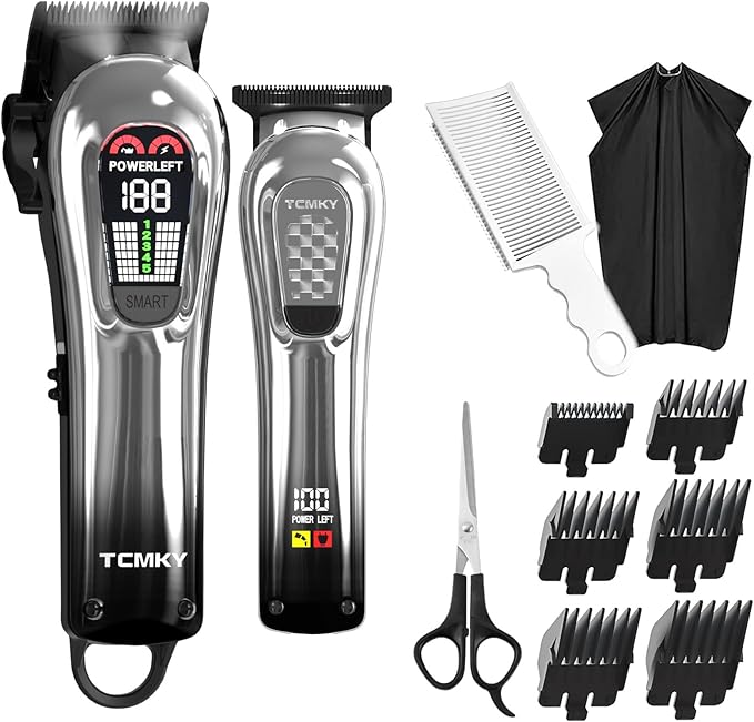 TCMKY Hair Clippers for Men, Professional Clippers and Trimmers Set, Cordless Clippers for Hair Cutting, Beard Trimmer, Barber Clippers, Rechargeable Electric Shaver