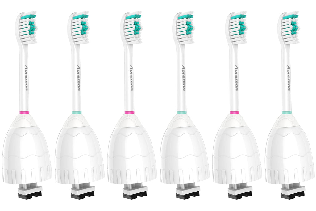 Aoremon Replacement Toothbrush Heads Compatible with Philips sonicare E-Series, 6 Pack Replacement Brush Heads Come with Caps
