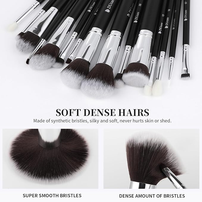 DUcare Makeup Brushes with Travel Bag 15Pcs Makeup Brush Set