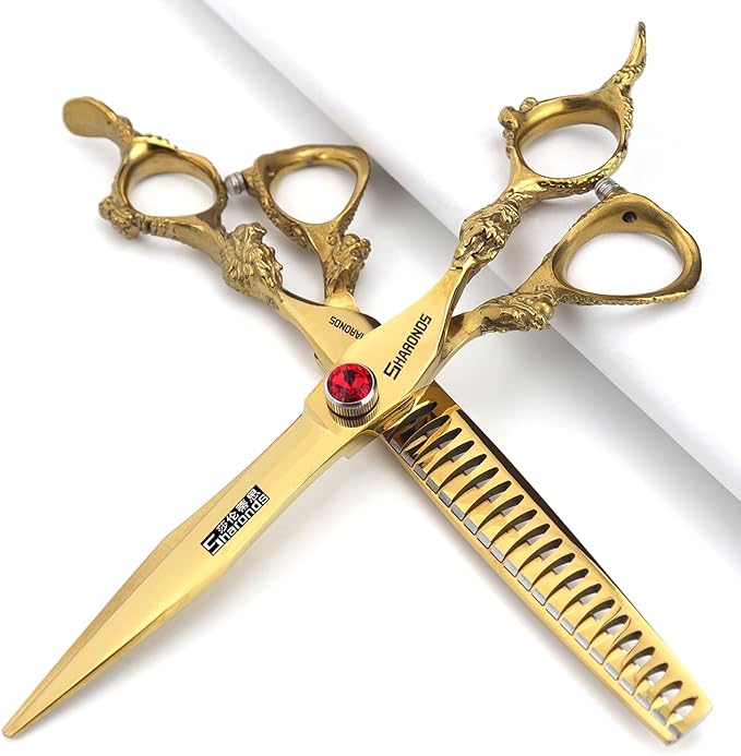 5.5/6 /7 Inch Knight Professional Japanese Hair Scissors Barber Scissors Set (7 inch 2pc-C)
