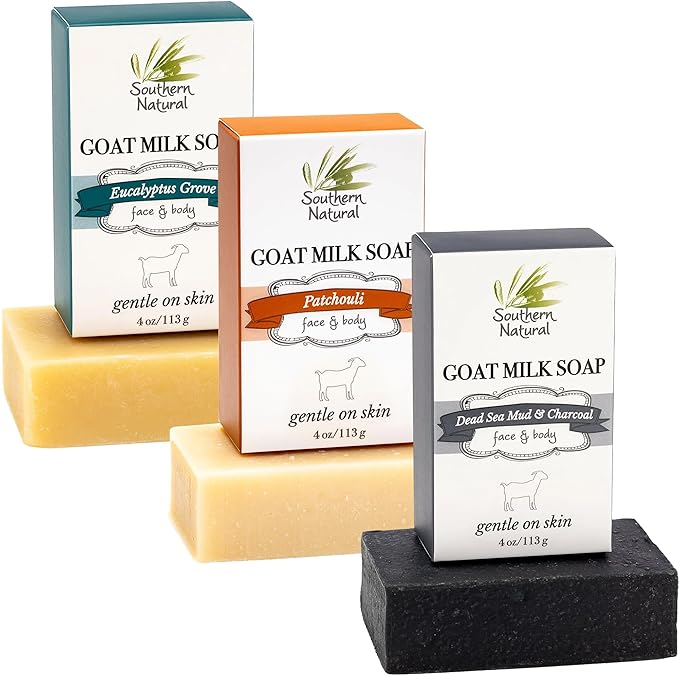 Southern Natural Goat Milk Soap Bar Variety, 3 Pack, Dry Sensitive Skin