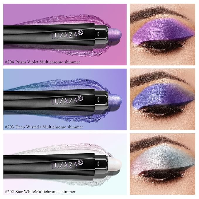LUXAZA 3 Pcs Cream Eyeshadow Stick Quick Makeup Set Lavender Purple White