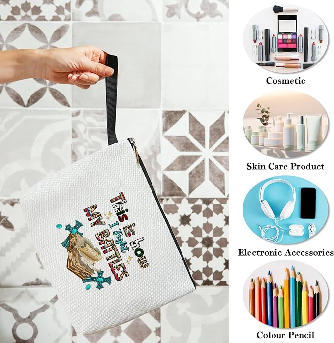 BSNZZIO Christian Cosmetic Bag for Women,Bible Verses Gifts for Friend Mother Coworker Travel Essentials Purse Toiletry Pouch Cosmetic Bag with Zipper(This is How I Fight my battle)/35