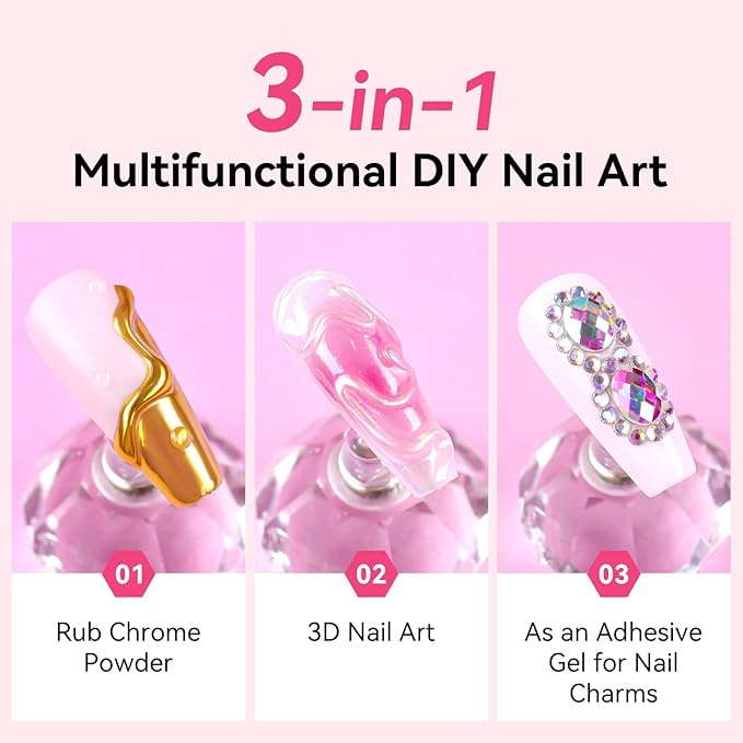 Makartt 15g 3D Nail Gel & Chrome Nail Powder Kit for Sculting and Drawing