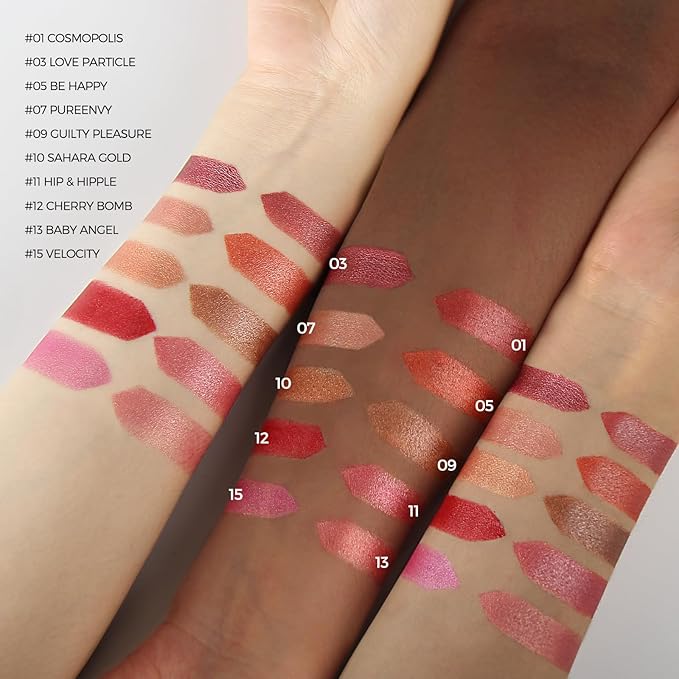 Anglicolor 2pcs Metallic Glitter Nude and Pink Lipstick High Impact Lipcolor,Moisturizing Creamy Formula,Lipstick For Women,Smooth and Non-Sticky,Full-Coverage Lip Color