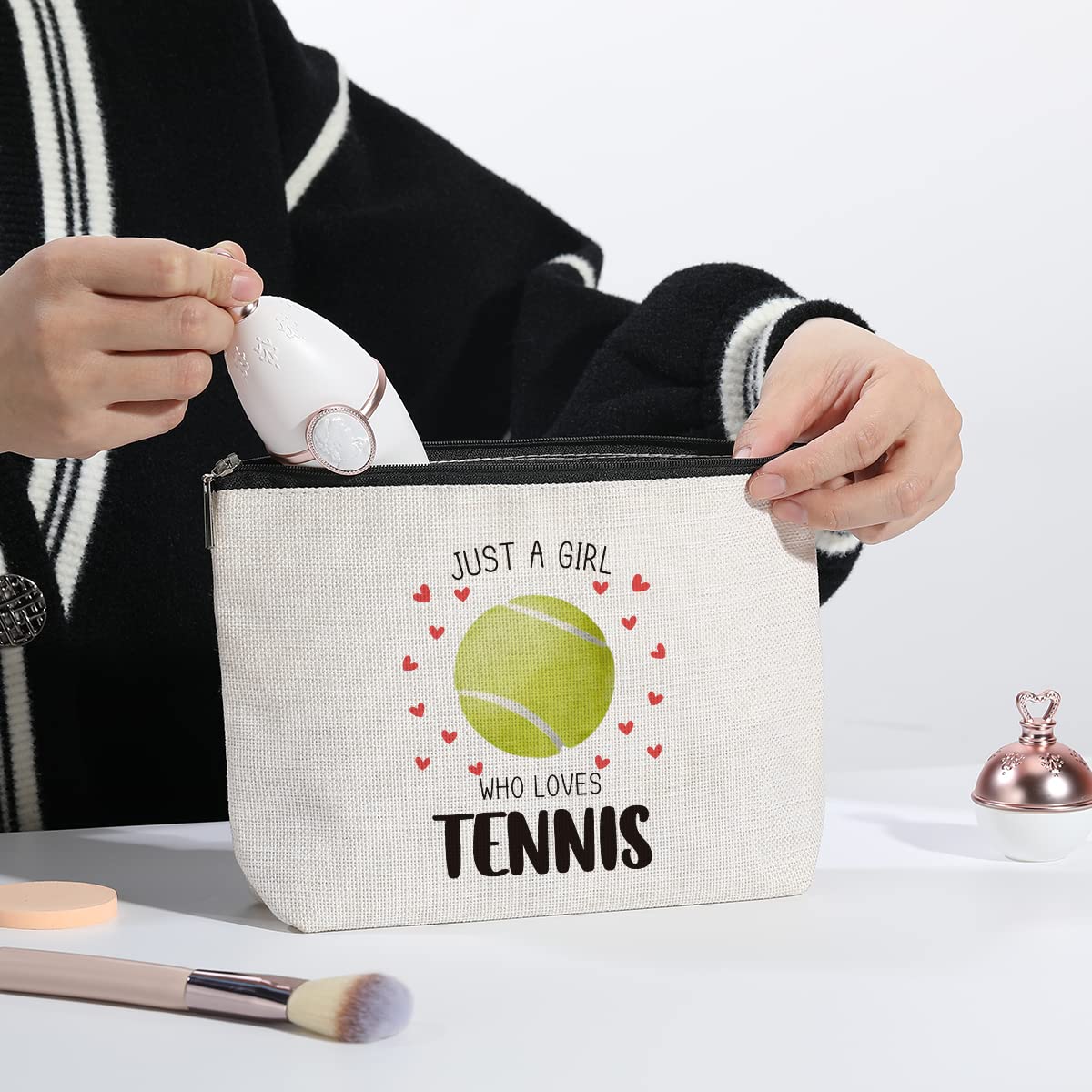 kdxpbpz Tennis Gifts Makeup Bag, Birthday Gifts for Women Players Best Friend Sister Coworker BFF Besties Her, Tennis Accessories Cosmetic Bag
