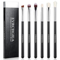 Eye Makeup Brush Set, 6 Pcs Professional Blending Eyeshadow Makeup Brushes for Concealer Eyebrows Eyeliner, Soft Hairs & Wood Handle (black and silver)…