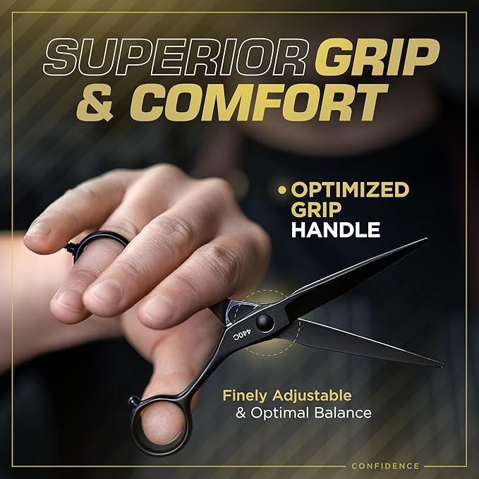 Fagaci Hair Scissors Professional 5” 440C Steel for Superior Precision, Extremely Sharp Blades Hair Cutting Scissors for Women & Men, Durable Sharpness Hair Shears for Hair Cutting, Barber Scissors