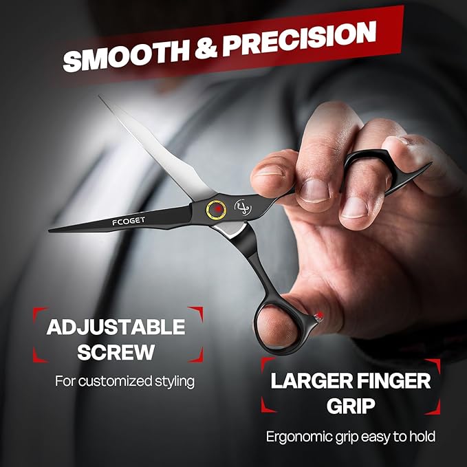 Fcoget Professional Hair Cutting Scissors, High-End Japanese 440C Stainless Steel Hair Cutting Shears with Sharp Edge Blades, 6.8 inch Hair Scissors, Right Hand Scissors for Salon, Home, Pet