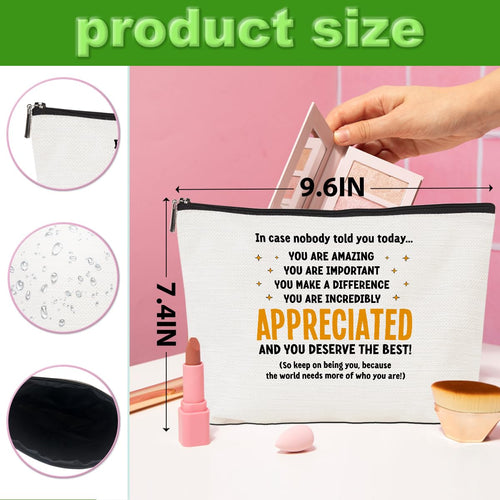 2pcs Inspirational Makeup Bag Employee Thank You Appreciation Gifts Cosmetic Bag Zipper Pouch Encouragement Gifts for Women Coworkers Boss Lady Manager Friend Christmas Birthday Gift