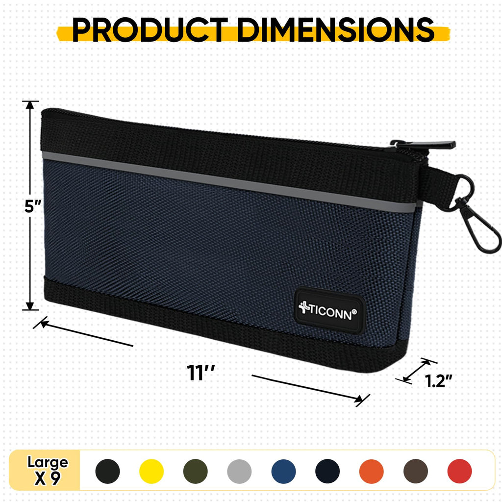TICONN Tool Pouches with Zipper, 1680D Oxford Small Tool Bags, Waterproof Utility Bag Zipper Pouch for Tool Organizers and Storage (9 Pack Large)