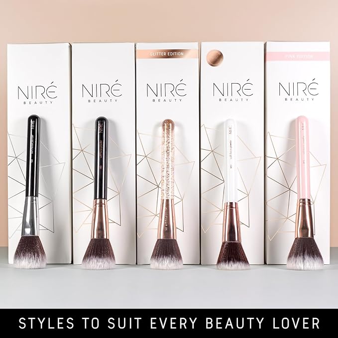 Niré Beauty Professional Makeup Brush Set, 15 Piece Black & Rose Gold