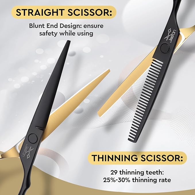 JASON Hair Cutting Scissors Set - 6" Professional 10-Piece Haircut Shears