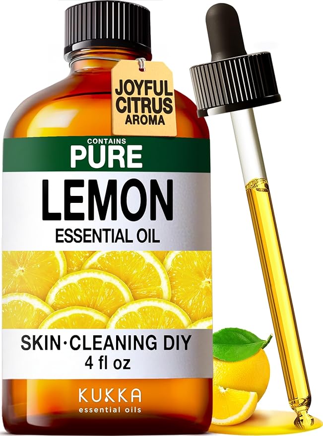 100% Pure Lemon Oil - 4 Fl Oz Lemon Essential Oil for Hair, Skin, Diffuser, Aromatherapy & DIY Soap Making Scent