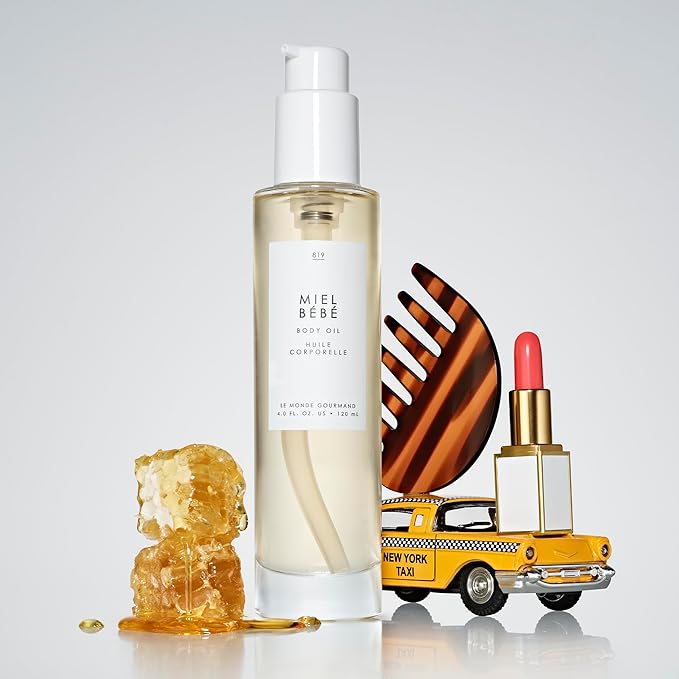 Le Monde Gourmand Miel Bébé Perfumed Body Oil for Women, Honey Blossom, Mandarin & Praline Floral‑Gourmand Scent, Vegan & Cruelty Free, 4 fl oz (118 ml)