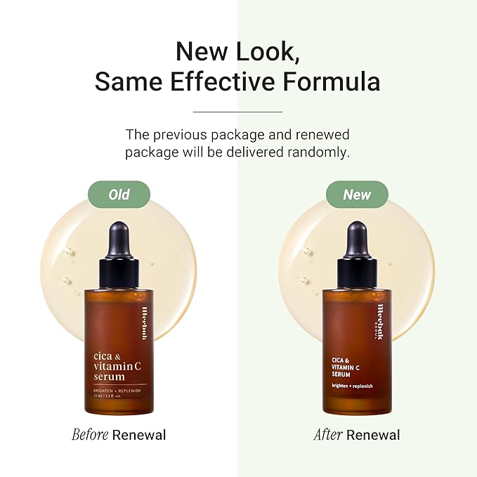 Meebak Cica & Vitamin C Serum | Brightening Serum for Dark Spots & Uneven Skin Tone | Korean Vitamin C Serum w/Centella Asiatica, Panthenol, Niacinamide | Korean Skin Care