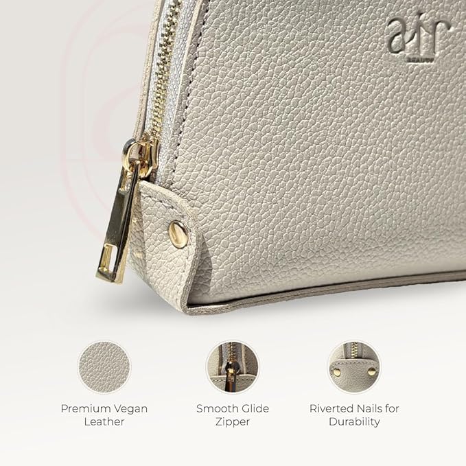 Air Beauty Small Makeup Bag For Purse - Elegant & Compact Cosmetic Pouch For On-The-Go Beauty - Travel Essentials (Gray)