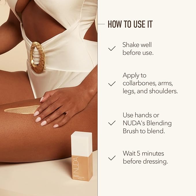 Nuda GlowShimmer Body Shimmer | Glittery,Silky,Tan-Enhancing Body Glow Lotion | Moisturizes & Hydrates with Aloe Vera, Avocado Oil & Vitamin E | Vanilla Scented, Non Sticky & Quick Drying, (2.5 Fl Oz)