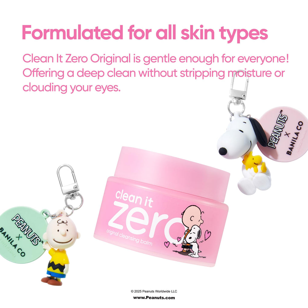 BANILA CO Clean it Zero Original Cleansing Balm Snoopy Edition | Korean Makeup Remover with Exclusive Keychain | Facial Cleanser for All Skin Types | Vegan Formula (100ml / 3.38 fl. oz)