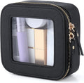 FASAOH Small Clear Makeup Bag Travel Cosmetic Case, Portable Make Up Organizer Traveling Compact Car Bag for Essentials Transparent Toiletry Bag with Zipper