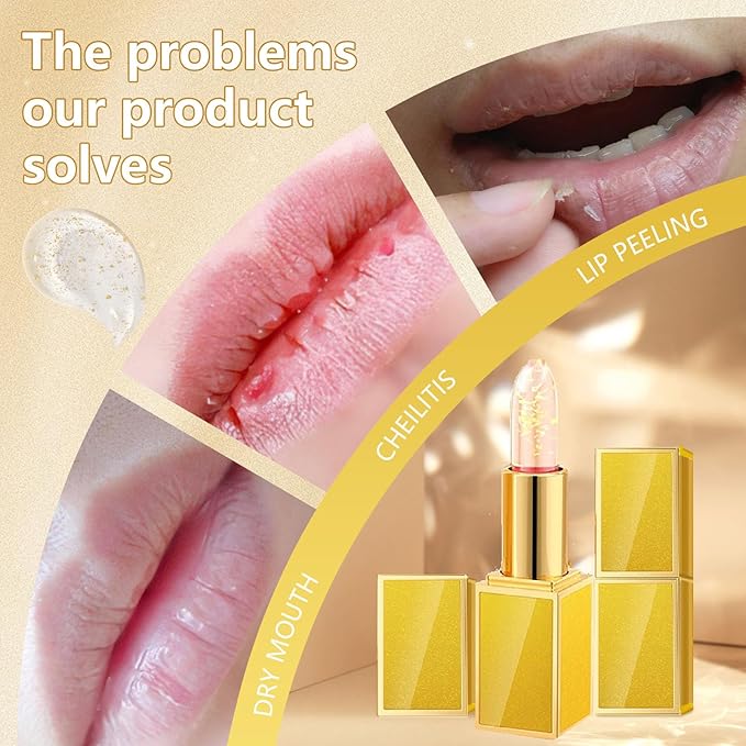 retigazo 2PCS Transferproof Color Changing Lipstick, Color Changing Lipstick Gold Foil for Women Long Lasting Moisturizing Glossy Shine Lip Gloss, Deep Nourishment