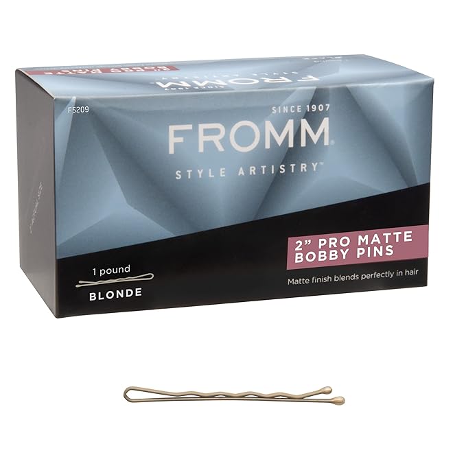 Fromm Style Artistry 2" Crimped Bobby Pins, Matte Blonde, 600 Hair Pins, Secure Hold, Suitable for All Hair Types and Lengths, Hair Accessories for Women