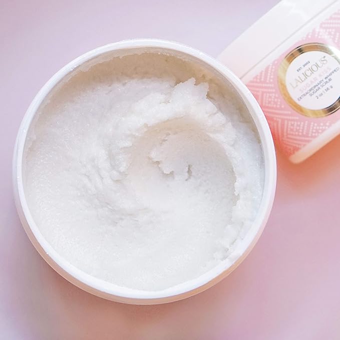 LALICIOUS Sugar Kiss® Exfoliating & Moisturizing Body Scrub | Sugar & Coconut Oil | Pre-Shave Scrub for Ingrown Hairs & Razor Bumps | Gently Buffs & Smooths Sensitive Skin | No Parabens | Large 16oz