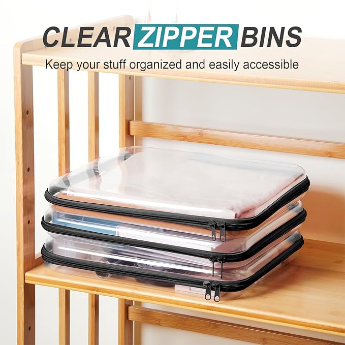 Hoolerry 3 Pcs Clear Hard Zipper Case Hard Plastic Zipper Pouch Makeup Bag Portable Travel Organizer for Cosmetics, Office Supplies, Documents & Toiletries(Black,L)
