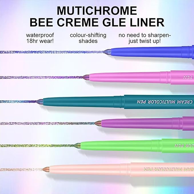 TWLBXMG Purple Pink Eyeliner Pen Chameleon Metallic Shimmer Color Changing Eye liner Pencil, Waterproof Long Lasting Eyeshadow & Eyeliner 2 In 1, Highly Pigmented Smudge Proof # 03