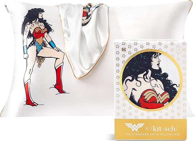 Kitsch x Wonder Woman Satin Pillowcase, Size 19x26 - Believe in Wonder