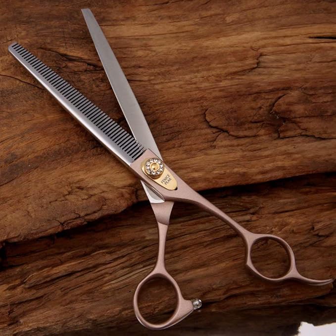 Fenice Peak Professional Thinning Scissors for Dog Cat 7'' Pet Grooming Scissors 440C Stainless Steel Thinning Shears for Dogs 50/56 Teeth