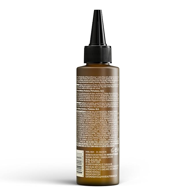 Marc Anthony Strengthening Scalp & Hair Oil for Curly Hair, Strictly Curls - Lightweight Hydrating Scalp Oil Adds Shine & Reduces Breakage for Long Lasting Curls - Non-Greasy & Reduces Frizz