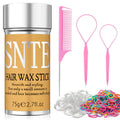 Hair Wax Stick, Hair Ties Set - Frizz Control, Smooth Flyaways, French Braid - 500 Clear Elastics & 500 Colorful Rubber Bands - Styling Accessories for Girls, Kids Daily Hairstyle DIY