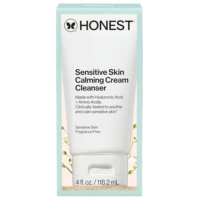 Honest Beauty Sensitive Skin Calming Cream Cleanser, Unscented, 4 fl oz