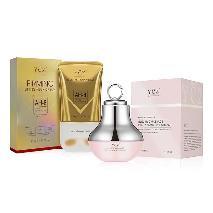 Ycz AH-8 Neck Firming Cream and Red-Glow Electric Eye Cream Set, 5.99 Fl Oz