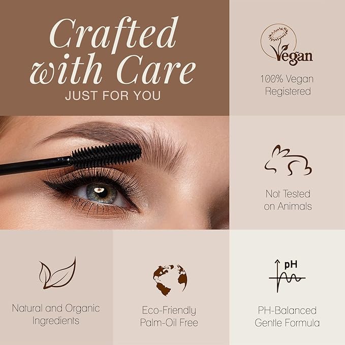 Poppy Austin Organic Waterproof Mascara, Natural, Vegan, Paraben-Free, Cruelty-Free - Hypoallergenic Mascara Lengthening & Volumizing with Argan Oil - 0.31 Fl Oz (Black)