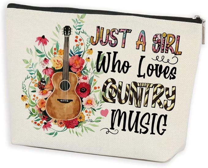 Azteoiz Musical Makeup Bag Country Music Lover Gift Guitar Cosmetic Bags