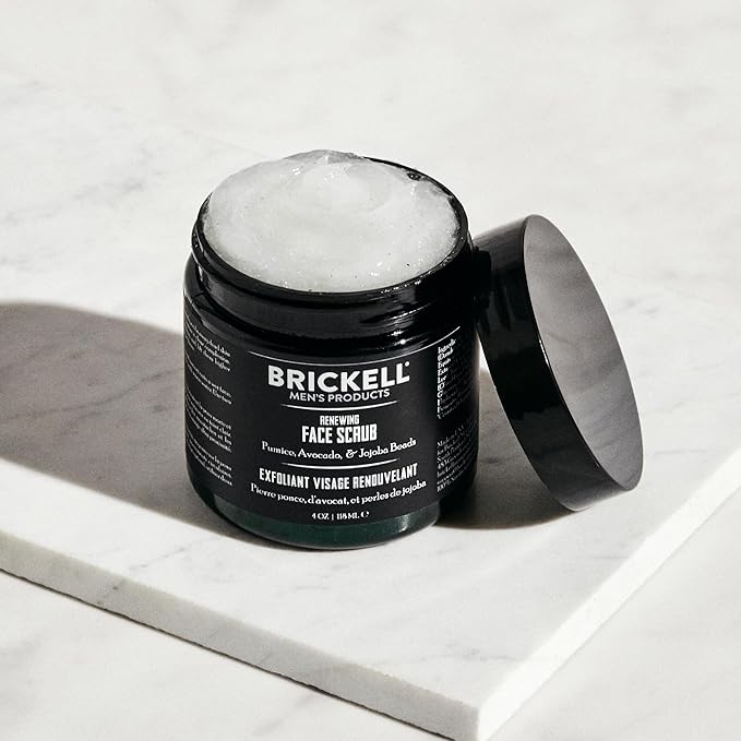 Brickell Men's Daily Advanced Face Care Routine II, Activated Charcoal Facial Cleanser, Face Scrub, Facial Moisturizer Lotion, With Activated Charcoal, Hyaluronic Acid, and Aloe, Scented